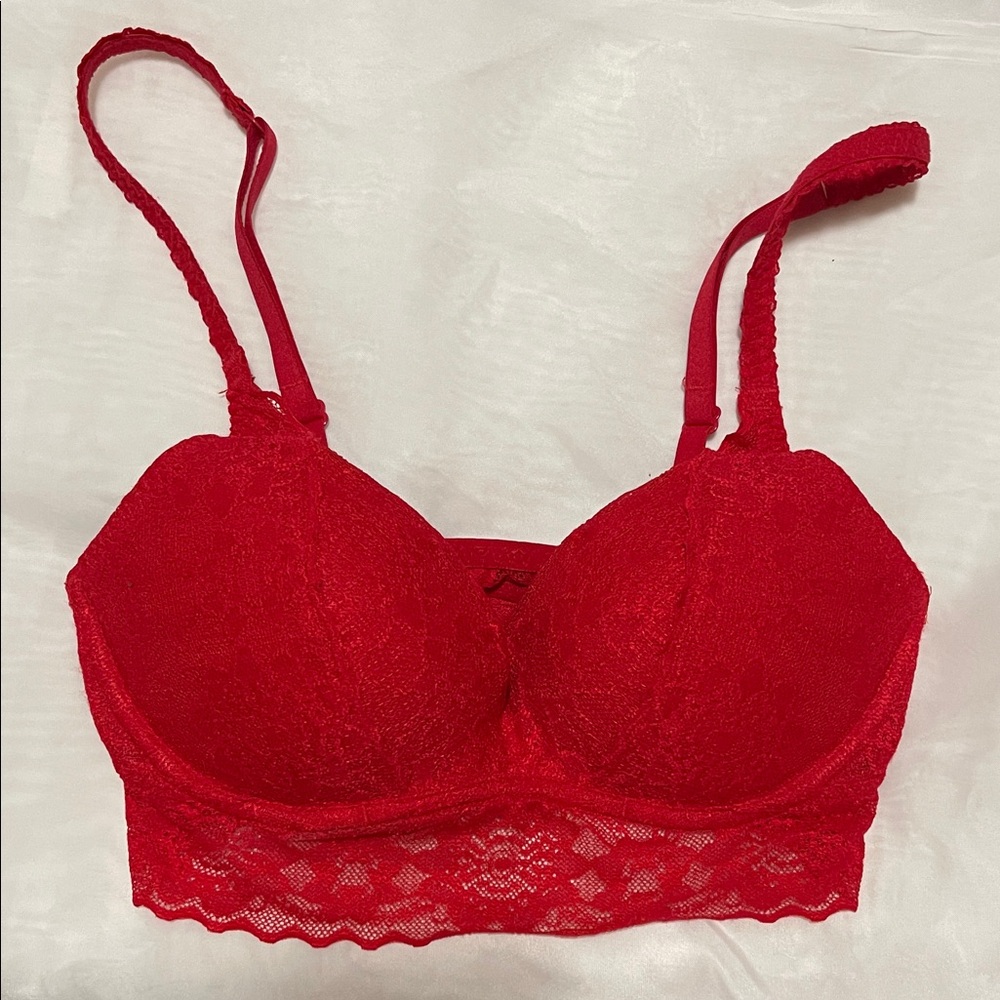 PINK Victoria's Secret Vibrant Red Lace Bra